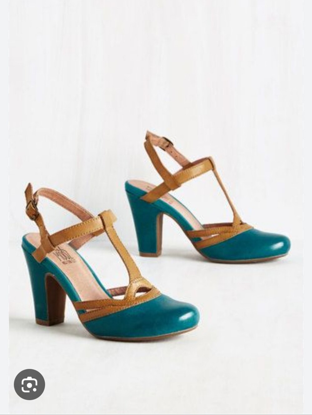 Miz Mooz Josette T-Strap Two-Tone Leather Heels Size 9